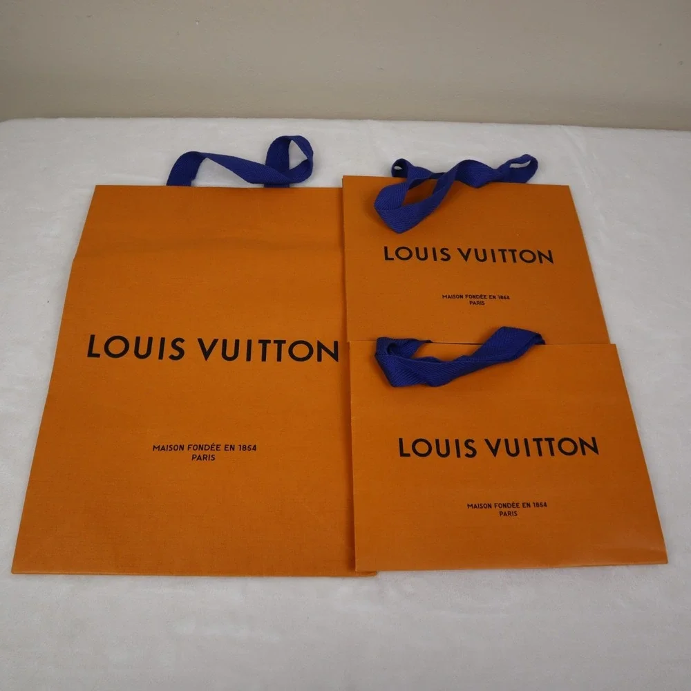 Lot of 3 - Louis Vuitton Authentic Paper Classic Shopping Tote Bag Orange